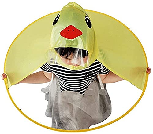 Kinder Regenmantel Cartoon Duck Regenmantel und Regenschirm Hut Wasserdichtes UFO für Baby Mädchen und Jungen Poncho Regenhut (Yellow, S) von TaissBocco