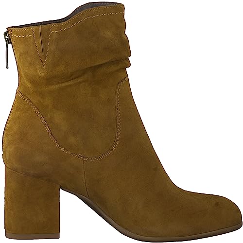 Tamaris COMFORT Damen Stiefeletten mit Absatz aus Leder Blockabsatz Comfort Fit, Braun (Camel), 39 EU von Tamaris