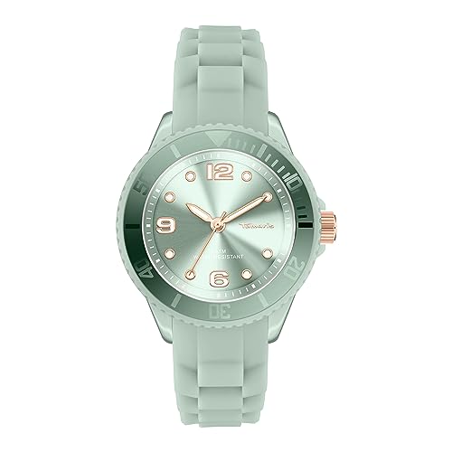 Tamaris Damen Analog Quarz Uhr mit Silikon Armband TT-0126-PQ, Grün von Tamaris