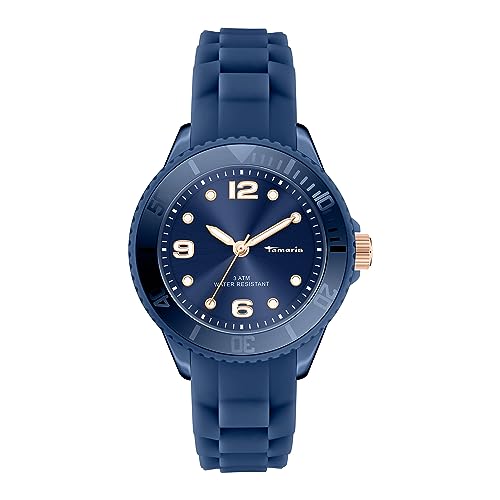 Tamaris Damen Analog Quarz Uhr mit Silikon Armband TT-0127-PQ, Dunkelblau von Tamaris