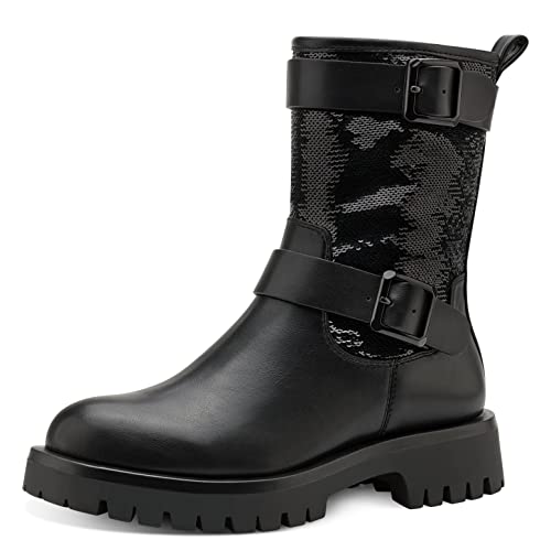 Tamaris Damen Biker Boots, Frauen Stiefeletten,TOUCHit-Fußbett,booties,halbstiefel,kurzstiefel,uebergangsschuhe,BLACK,38 EU von Tamaris