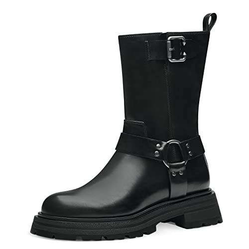 Tamaris Damen Biker Boots, Frauen Stiefeletten,Bootee,Booties,halbstiefel,Kurzstiefel,uebergangsschuhe,uebergangsstiefel,flach,Black,41 EU von Tamaris