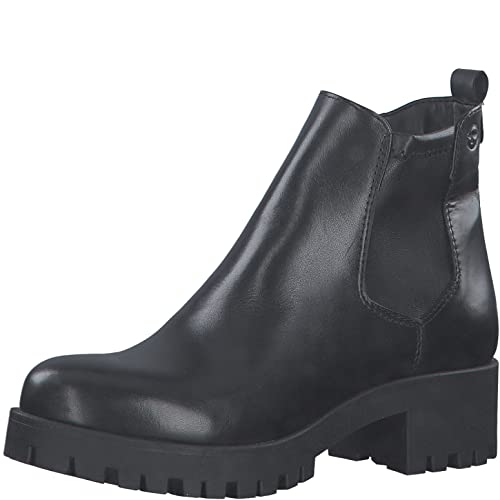 Tamaris Damen Chelsea Boots, Frauen Stiefeletten,Kurzstiefel,uebergangsschuhe,uebergangsstiefel,Schlupfstiefel,flach,Black Leather,37 EU von Tamaris