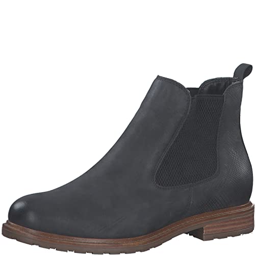 Tamaris Damen Chelsea Boots, Frauen Stiefeletten,uebergangsstiefel,Schlupfstiefel,flach,Boots,Stiefel,Bootee,Booties,Black/Struct.,37 EU von Tamaris