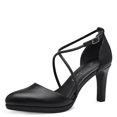 Tamaris Damen Pumps mit Riemchen Vegan Blockabsatz; BLACK/schwarz; 40 von Tamaris