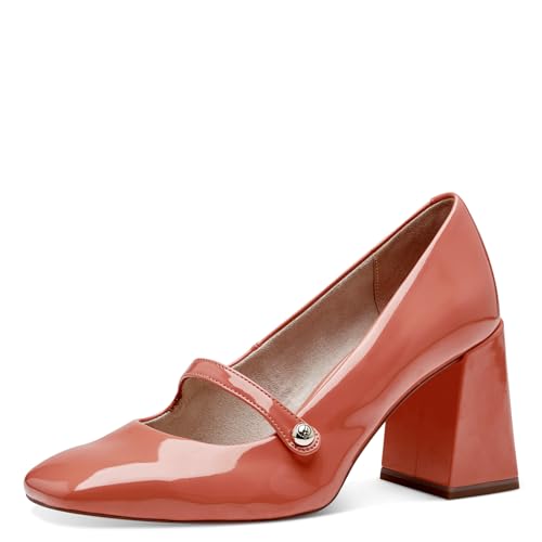 Tamaris Damen Pumps mit Riemchen Vegan Blockabsatz; ORANGE/orange; 37 von Tamaris