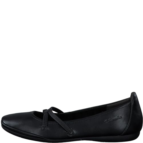 Tamaris Damen Riemchenballerinas, Frauen Flats,Abendschuhe,Slip-ons,spangenballerinas,Mary-Jane,Ballerinen,Pumps,Halbschuhe,flach,Black,38 EU von Tamaris