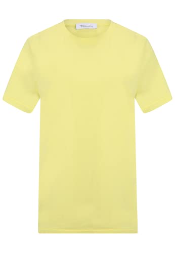 Tamaris Damen Rundhalsausschnitt plain T-Shirt ADRIA Gelb L von Tamaris