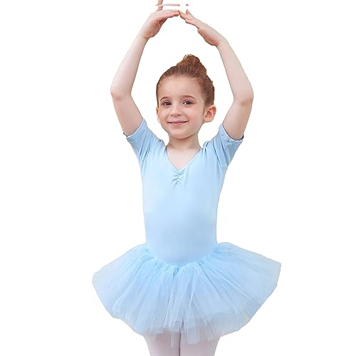 Kinder Ballettkleidung Ballettkleid Tanzkleider für Mädchen Baumwolle Balletttrikot Ballettanzug Tanzkleid Tanzbody mit Rock Tütü von Tancefair