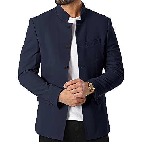 Herren-Blazer, Jacken, Ständer, Mandarinenkragen, leicht, gefüttert, Business-Kleid, Sportmäntel, Marineblau, XX-Large Herren-Blazer, Jacken, Ständer, Mandarinenkragen, leicht, gefüttert, Business-Kleid, Sportmäntel, Marineblau, XX-Large von Tankaneo