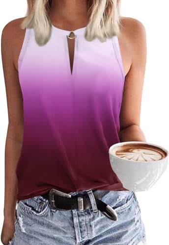 Tanmolo Damen Tank Top Ärmellos Oberteile Sommer Tanktops V-Ausschnitt Blusentop Strand Sexy Vest Top Bluse Farbverlauf-Weiß, S Tanmolo Damen Tank Top Ärmellos Oberteile Sommer Tanktops V-Ausschnitt Blusentop Strand Sexy Vest Top Bluse Farbverlauf-Weiß, S von Tanmolo