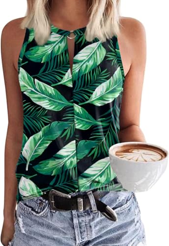 Tanmolo Damen Tank Top Ärmellos Oberteile Sommer Tanktops V-Ausschnitt Blusentop Strand Sexy Vest Top Bluse Grünes Bananenblatt, M Tanmolo Damen Tank Top Ärmellos Oberteile Sommer Tanktops V-Ausschnitt Blusentop Strand Sexy Vest Top Bluse Grünes Bananenblatt, M von Tanmolo