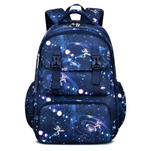 Tanou Schulrucksack Jungen 3-5. Klasse, Große Nylon Schultaschen Jungen für Grundschule, Wasserdicht Lässig Schule Rucksack Jungs Schulranzen Kinder, 8-12 Jahre, Blau Lila von Tanou