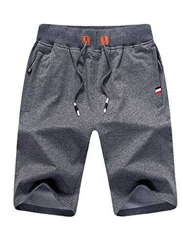 Tansozer Kurze Hose Herren Shorts Sommer Jogginghose Kurz Baumwolle Gym Sweat Shorts Herren Sport(Grau,XXL) von Tansozer