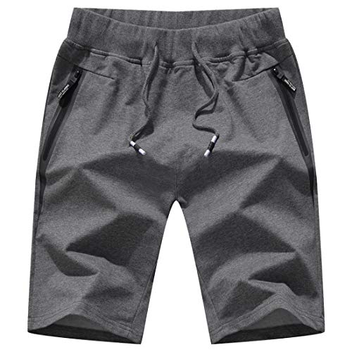 Tansozer Kurze Hosen Herren Sport Shorts Gym Jogginghose Herren Kurz Baumwolle Sweat Shorts Herren Sommer（Grau,L） von Tansozer