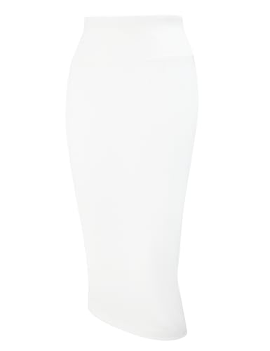 Tapata Damen Bleistiftrock Midi Kurz Hohe Taille Stretch Figurbetont Rock Business mit Schlitz Bleistift Rock Knielänge, White, Large Tapata Damen Bleistiftrock Midi Kurz Hohe Taille Stretch Figurbetont Rock Business mit Schlitz Bleistift Rock Knielänge, White, Large von Tapata