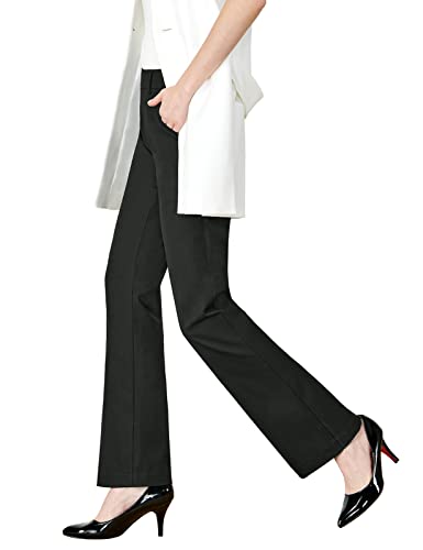 Tapata Damen Bootcut Hose 74cm/79cm/84cm Mittlere Taille Stretch Anzughose mit Taschen Bürohosen Frauen Flare-Hose für Business Büro Alltag, 74cm, Dunkles Charcoal, 10 von Tapata