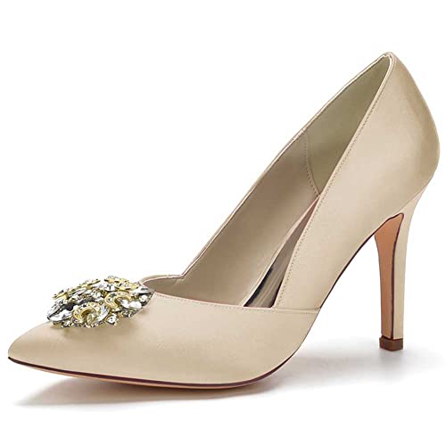 Absätze für Damen, Kitten Heels geschlossene Zehen High Heels modisch für Hochzeit Abschlussball Tanz Strass Kleid Pumps Sandalen von TarfiC