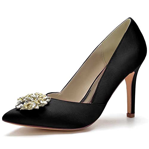 Absätze für Damen, Kitten Heels geschlossene Zehen High Heels modisch für Hochzeit Abschlussball Tanz Strass Kleid Pumps Sandalen von TarfiC