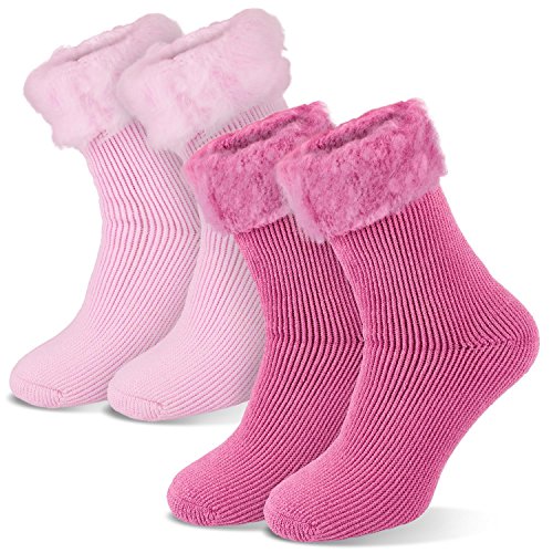 Tarjane Damen Thermo Socken Thermosocken Kuschelsocken mit hohem TOG Wert von 2.3 36/41-1 Paar Rosa/1 Paar Pink von Tarjane