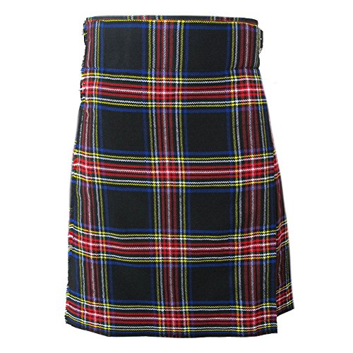 Tartanista - Herren Kilts mit 61 cm (24“) Länge - hochwertig - Stewart Schwarz - Taille (Nabelhöhe) 121,9cm (48“), Länge 61cm (24“) von Tartanista