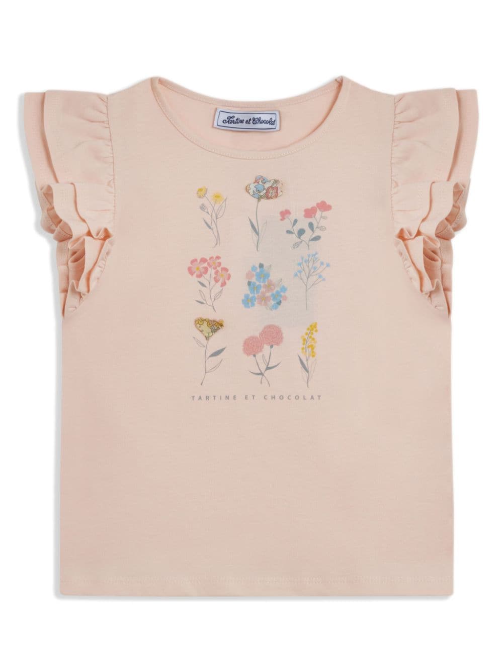 Tartine Et Chocolat Gerüschtes T-Shirt mit Blumen-Print - Rosa von Tartine Et Chocolat