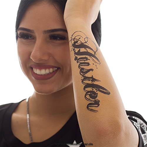 2 x Hustler Tattoo - Gang Hip Hop Gangster - Schrift in schwarz - Temporary Haut Tattoo (2) von Tattoodrucker