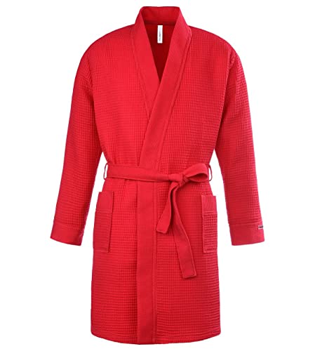 Taubert Spa Thalasso Short Kimono kurzer Bademantel 100 cm Pique M Rot von Taubert