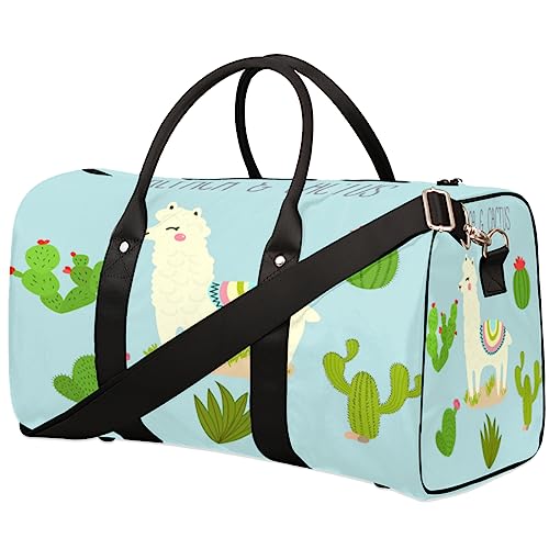 Alpaka Kaktus Muster Reisetasche, Weekender Taschen für Frauen Reisen, Turnbeutel, Handgepäck Taschen für Flugzeuge, Duffle Bag für Männer Reisen, Weekender Tasche, Reise Duffle Bag, von Tavisto