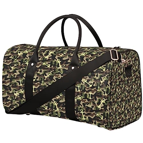 Anchor Camouflage Reisetasche, Weekender Taschen f黵 Frauen Reisen, Turnbeutel, Handgep鋍k Taschen f黵 Flugzeuge, Duffle Bag f黵 M鋘ner Reisen, Weekender Tasche, Anker Camouflage von Tavisto