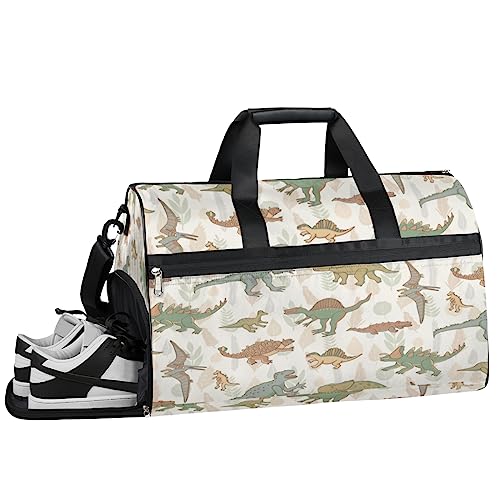 Ancient Dinosaurs Turnbeutel, Sport Turnbeutel mit Nassfach & Schuhfach, Turnbeutel für Damen, Turnbeutel für Männer, Workout Tasche, Sporttasche, Weekender Bag mit Schuhfach, Alte Dinosaurier, von Tavisto