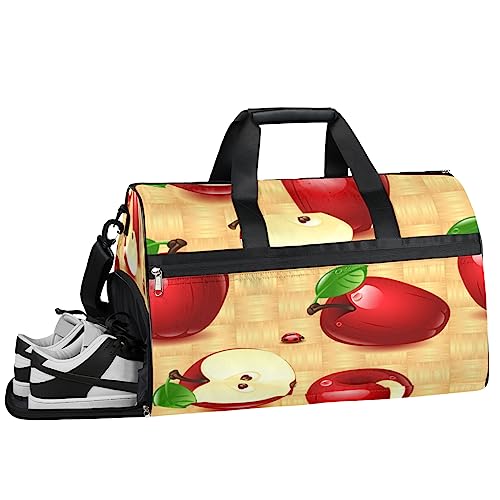 Anime Basketball Turnbeutel, Sport Turnbeutel mit Nassfach & Schuhfach, Turnbeutel für Damen, Turnbeutel für Männer, Workout Tasche, Sporttasche, Weekender Bag mit Schuhfach, Äpfel Muster, 19.7*9.9*13 von Tavisto