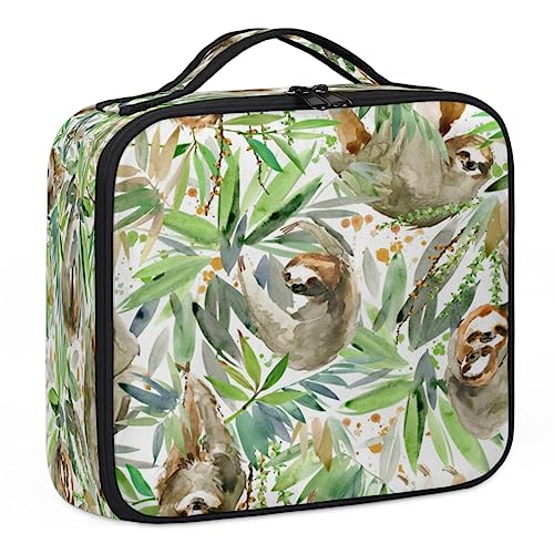 Aquarell-Faultier-Make-up-Koffer, Make-up-Organizer-Tasche für Make-up-Künstler, 2-lagig, 25,4 cm, Reise-Zugkoffer, Make-up-Tasche für Kosmetik, Friseure, Nageltechnik, Aquarell-Faultier, 26,7 x 22,9 von Tavisto