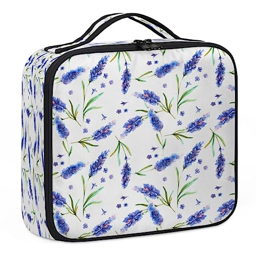 Aquarell-Lavendel-Make-up-Koffer, Make-up-Organizer-Tasche für Make-up-Künstler, 2-lagig, 25,4 cm, Reise-Zugkoffer, Make-up-Tasche für Kosmetik, Friseure, Nageltechnik, Aquarell-Lavendel, 26,7 x 22,9 von Tavisto