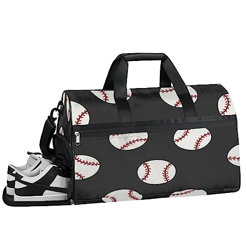 Avocado Druck Turnbeutel Sport Turnbeutel mit Nassfach & Schuhfach Turnbeutel für Damen Turnbeutel Herren Workout Tasche Sportbeutel Weekender Bag mit Schuhfach, Baseball-Muster, 19.7*9.9*13 inch, von Tavisto