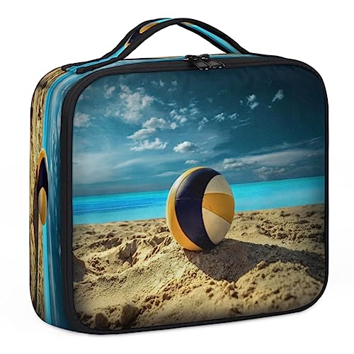 Beachvolleyball-Sport-Make-up-Koffer, Make-up-Organizer-Tasche für Make-up-Künstler, 2-lagig, 25,4 cm, Reise-Zugkoffer, Make-up-Tasche für Kosmetik, Friseure, Nageltechnik, Strandvolleyball-Sport, von Tavisto