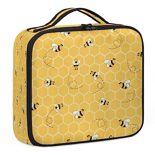 Bees Honeys Make-up-Koffer, Make-up-Organizer-Tasche für Make-up-Künstler, 2-lagig, 25,4 cm, Reise-Zugkoffer, Make-up-Tasche für Kosmetik, Friseure, Nageltechnik, Bienen Honig, 26,7 x 22,9 x 8,9 cm, von Tavisto