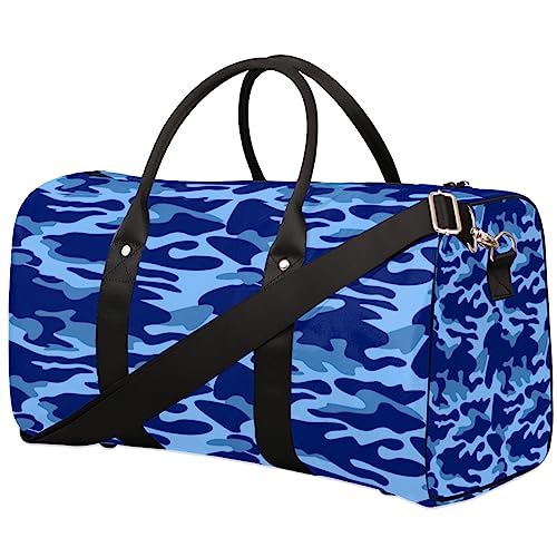 Blaue Camouflage Reisetasche, Weekender Taschen für Frauen Reisen, Turnbeutel, Handgepäck Taschen für Flugzeuge, Duffle Bag für Männer Reisen, Weekender Tasche, Blau Camouflage von Tavisto