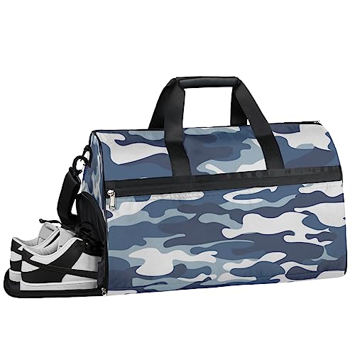 Blooming Flower Skull Turnbeutel, Sport Turnbeutel mit Nassfach & Schuhfach, Turnbeutel für Damen, Turnbeutel für Männer, Workout Tasche, Sporttasche, Weekender Bag mit Schuhfach, Blauer von Tavisto