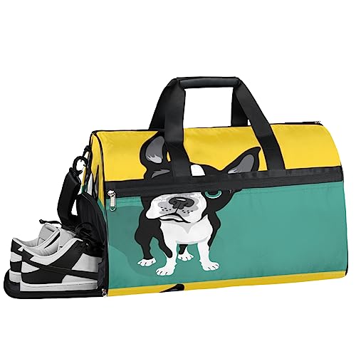 Blue Eyed Katze Turnbeutel Sport Turnbeutel mit Nassfach & Schuhfach Turnbeutel für Damen Turnbeutel für Männer Workout Tasche Sporttasche Weekender Tasche mit Schuhfach, Boston Terrier Hund, von Tavisto