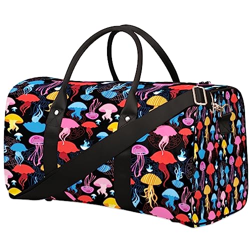 Bunte Quallen Reisetasche, Weekender Taschen f黵 Frauen Reisen, Turnbeutel, Handgep鋍k Taschen f黵 Flugzeuge, Duffle Bag f黵 M鋘ner Reisen, Weekender Tasche, Bunte Quallen von Tavisto