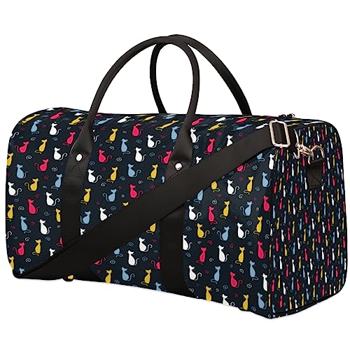 Bunte Tier Katze Reisetasche, Weekender Taschen für Frauen Reisen, Turnbeutel, Handgepäck Taschen für Flugzeuge, Duffle Bag für Männer Reisen, Weekender Tasche, Bunte Tierkatze von Tavisto