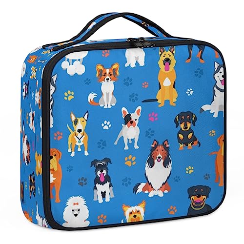 Cartoon Adorable Dogs Make-up-Koffer, Make-up-Organizer-Tasche für Make-up-Künstler, 2-lagig, 25,4 cm, Reise-Zugkoffer, Make-up-Tasche für Kosmetik-Friseure, Nageltechnik, Cartoon entzückende Hunde, von Tavisto