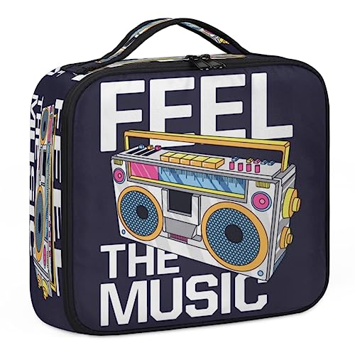 Cartoon Boombox Make-up-Tasche, Make-up-Organizer-Tasche für Make-up-Künstler, 2-lagig, 25,4 cm, Reisezugkoffer, Make-up-Tasche für Kosmetik-Friseure, Nageltechnik, Cartoon-Boombox, 26,7 x 22,9 x 8,9 von Tavisto