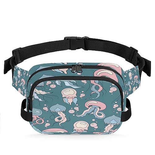 Cartoon Giraffe Durable Waterproof Fanny Pack with Double Zipper Closure - Organize Your Essentials with Ease - Lightweight and Comfortable for Men and Women, Cartoon Quallen von Tavisto