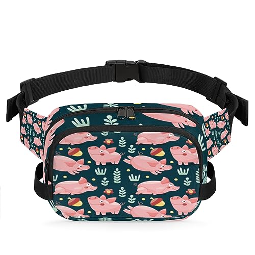 Cartoon Lively Pigs Durable Waterproof Fanny Pack with Double Zipper Closure - Organize Your Essentials with Ease - Lightweight and Comfortable for Men and Women, Cartoon Lebhafte Schweine von Tavisto