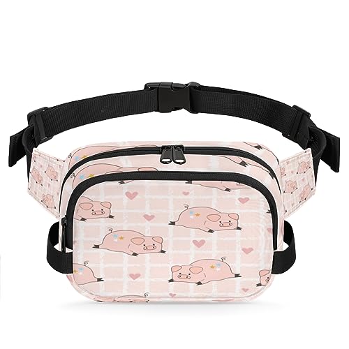 Cartoon Lively Pigs Durable Waterproof Fanny Pack with Double Zipper Closure - Organize Your Essentials with Ease - Lightweight and Comfortable for Men and Women, Karikatur liegend Schwein von Tavisto