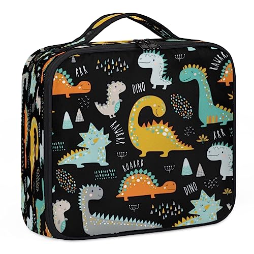 Cartoon Triceratops Make-up-Tasche, Make-up-Organizer-Tasche für Make-up-Künstler, 2-lagig, 25,4 cm, Reisezugkoffer, Make-up-Tasche für Kosmetik, Friseure, Nail Tech, Cartoon Triceratops, 26,7 x 22,9 von Tavisto