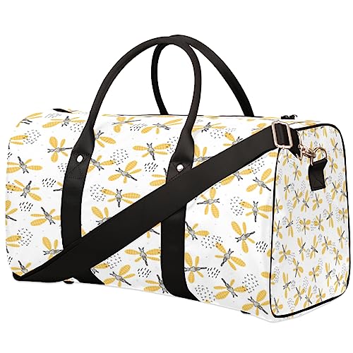 Childish Dragonfly Print Reisetasche, Weekender Taschen f黵 Frauen Reisen, Turnbeutel, Handgep鋍k Taschen f黵 Flugzeuge, Duffle Bag f黵 M鋘ner Reisen, Weekender Tasche, Kindlicher Libellenaufdruck von Tavisto