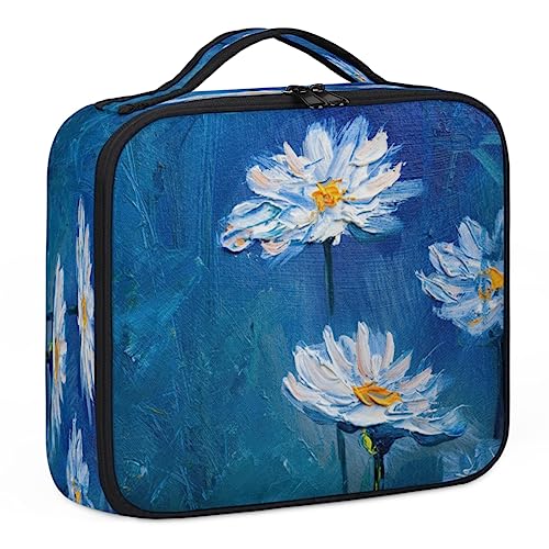 Daisy Ölgemälde-Make-up-Koffer, Make-up-Organizer-Tasche für Make-up-Künstler, 2-lagig, 25,4 cm, Reise-Zugkoffer, Make-up-Tasche für Kosmetik, Friseure, Nageltechnik, Gänseblümchen-Ölgemälde, 26,7 x von Tavisto